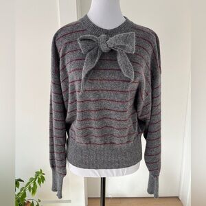 VINTAGE Jaeger Pullover Crew Neck Tie Drop Shoulder Striped Sweater Luxury 80's